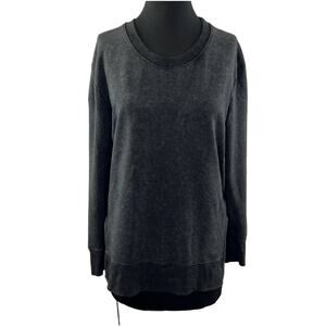 Daily Ritual Black Gray Distressed Sweatshirt Round Neck Long Sleeve Pullover M?